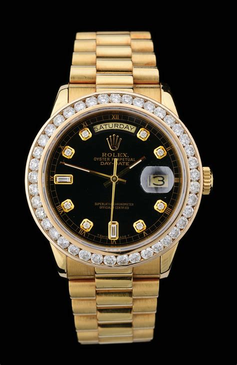 1970's men's gold rolex with diamonda